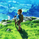 Link looks up from a cliff.